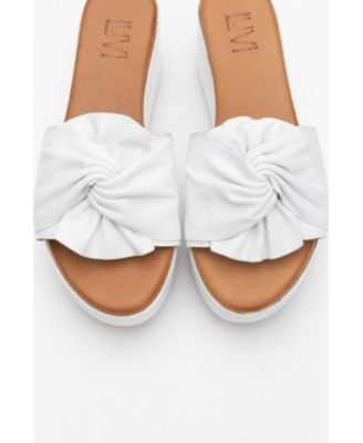 Syndra Bow Wedge Leather Sandal (Women)