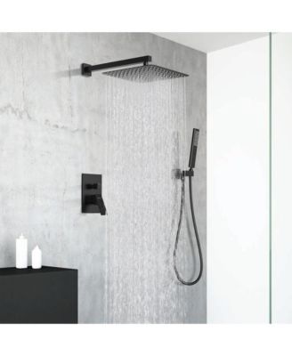 Male NPT Matte Black Shower System, Shower Faucet Set for Bathroom Shower Fixtures with 12 Inch Rain Shower Head and Handheld