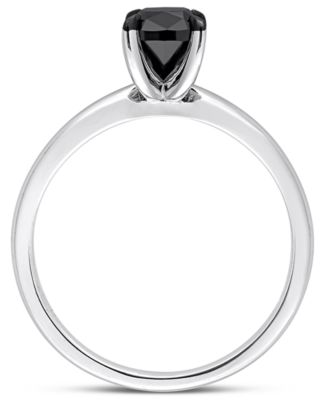Cushion Cut Black Diamond Solitaire Engagement Ring (1 ct. t.w.) in 14k White Gold