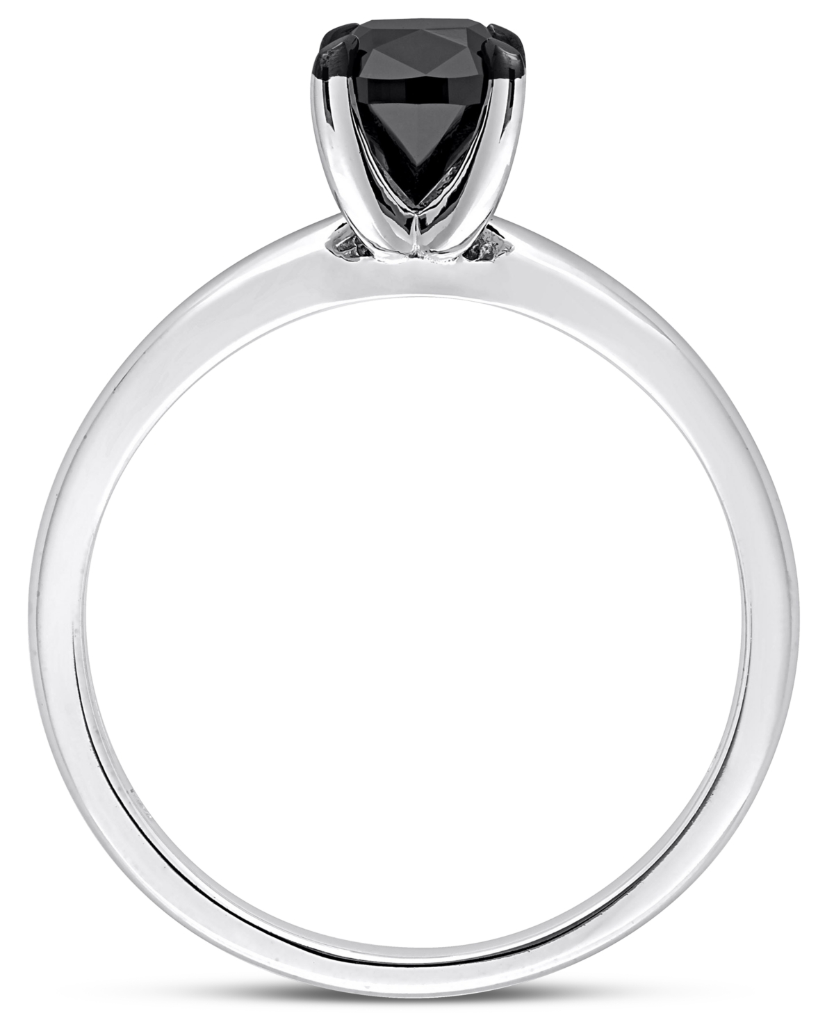 Macy's Cushion Cut Black Diamond Solitaire Engagement Ring (1 Ct. T.w.) In 14k White Gold In Metallic