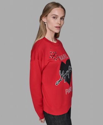 Women’s Long-Sleeve Heart Motif Sweater