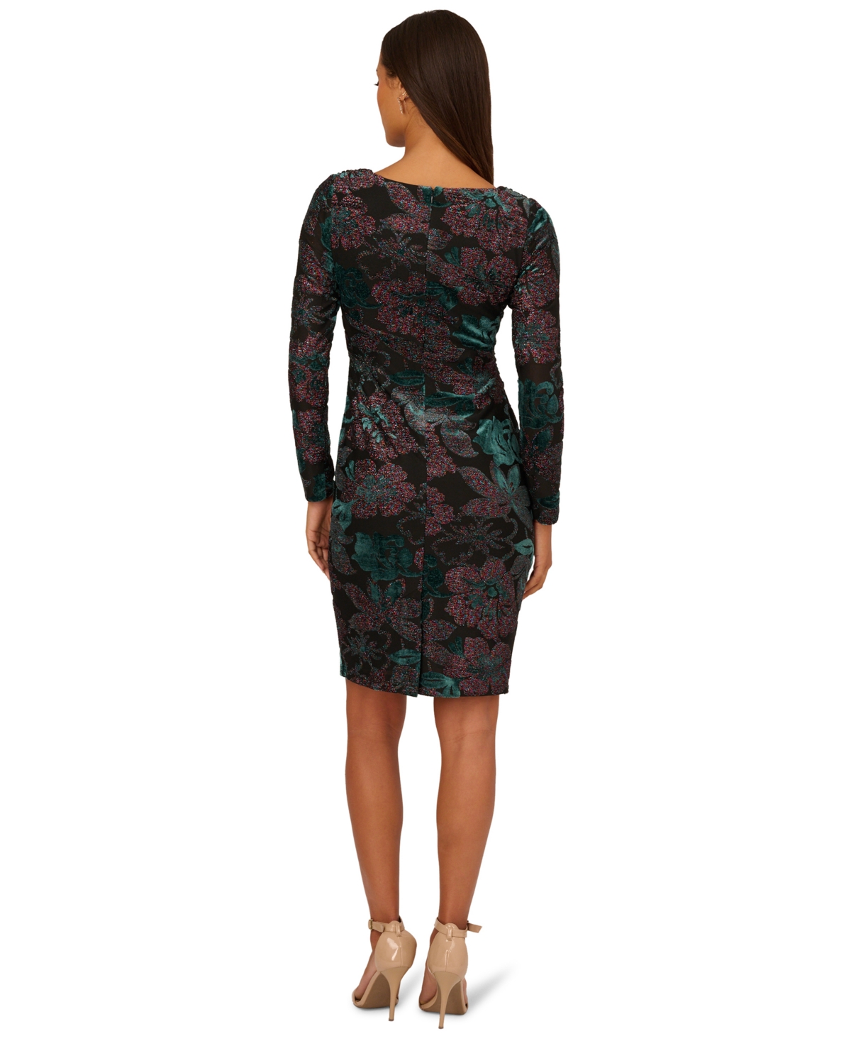 Adrianna Papell Women's V-Neck Velvet Midi Dress