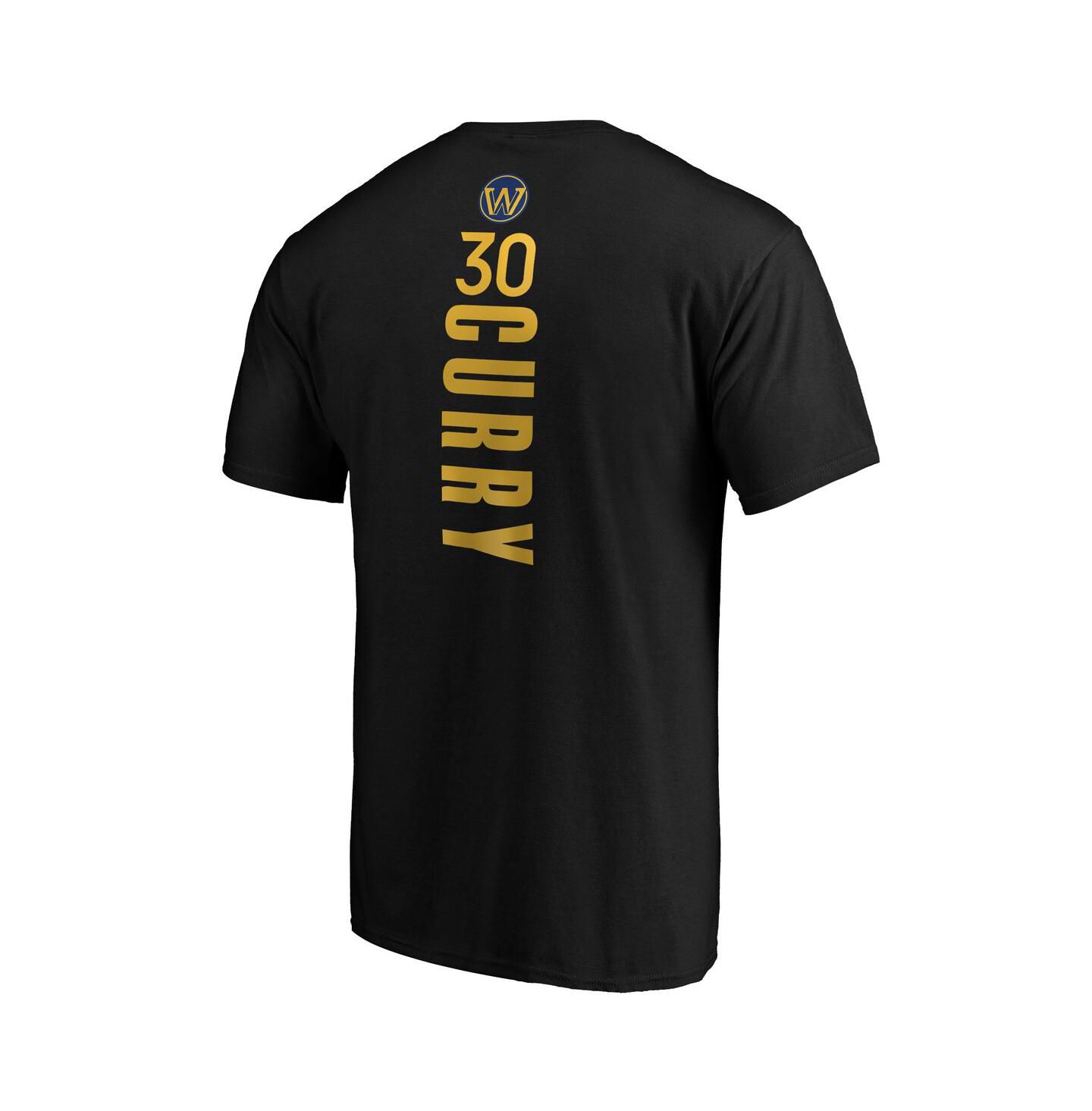 Мужская футболка Fanatics Mto Label Stephen Curry Black Golden State Warriors Playmaker Name & Number Logo — фото 2