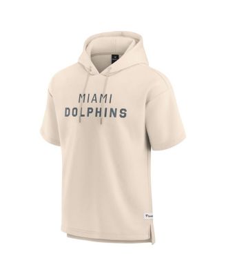 Men's Cream Miami Dolphins Elements Future Ground Lettering Short Sleeve Pullover Hoodie