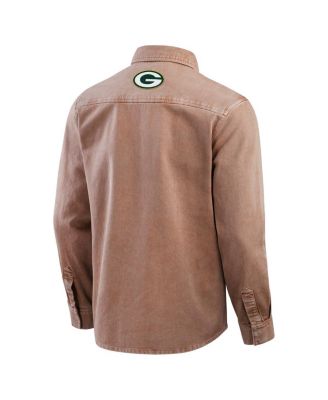 Darius Rucker Collection by Men's Brown Green Bay Packers Garment Dyed Long Sleeve Full Snap Shirt