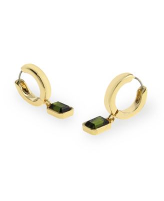 Olivine Gem Charm Huggie Earrings