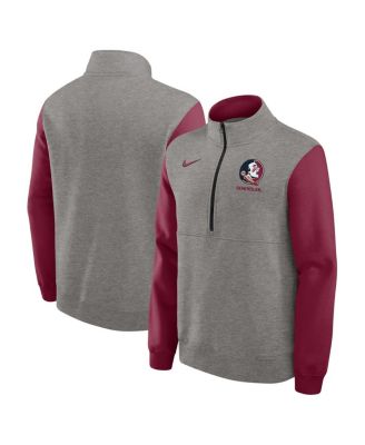 Nike - Men's Heather Gray/Garnet Florida State Seminoles Club Fleece Half-Zip Pullover Sweatshirt