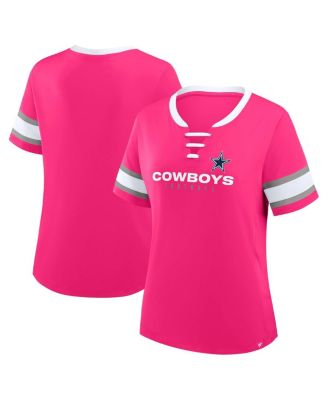 Fanatics - Women's Pink Dallas Cowboys Redzone Draw Play Athena Lace-Up T-Shirt