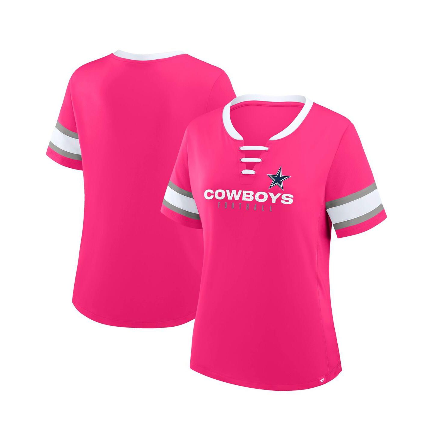 Женская футболка Fanatics Pink Dallas Cowboys Redzone Draw Play Athena Lace-Up — фото 1