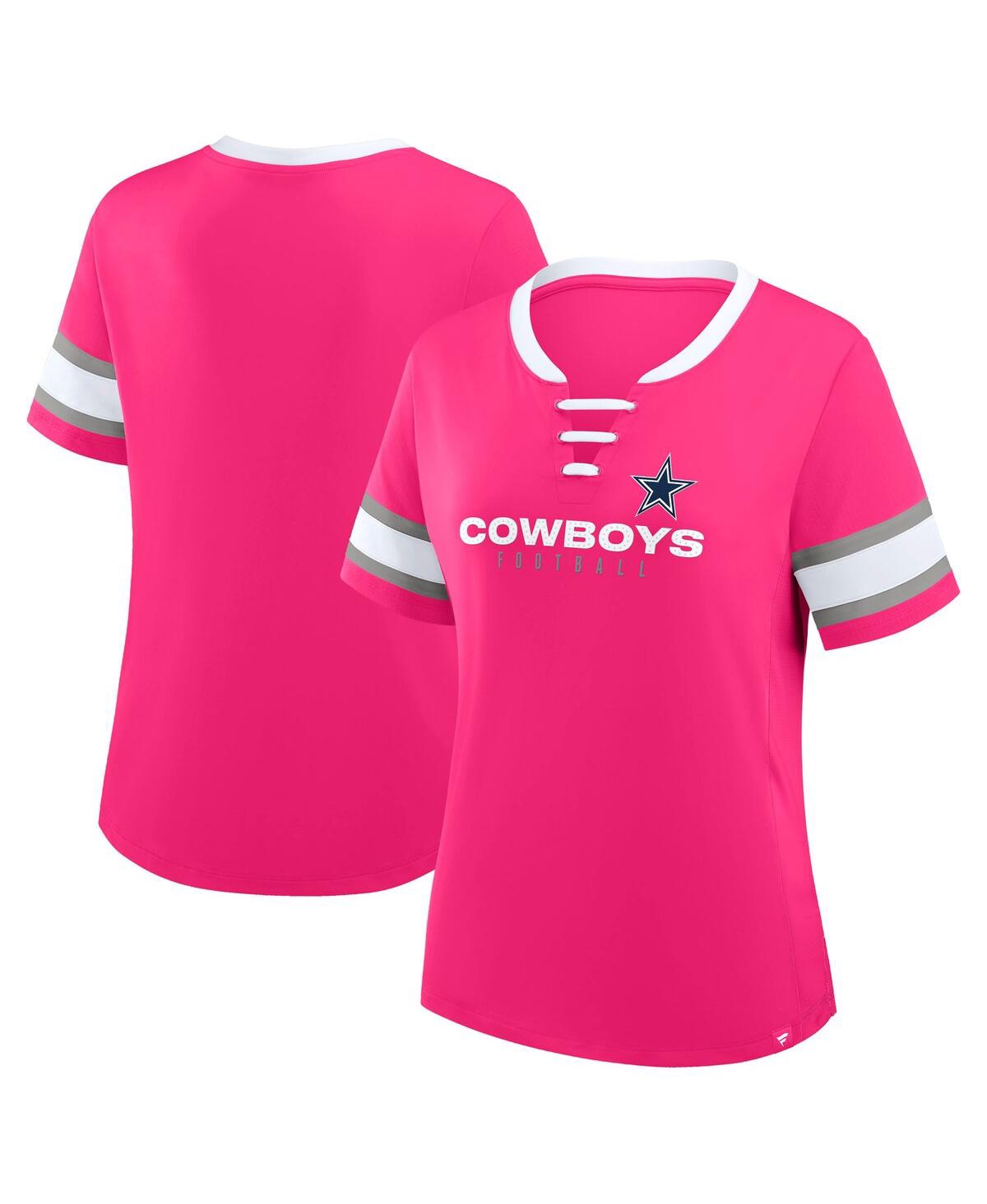 Fanatics Women's Pink Dallas Cowboys Redzone Draw Play Athena Lace-up T-shirt In Pink
