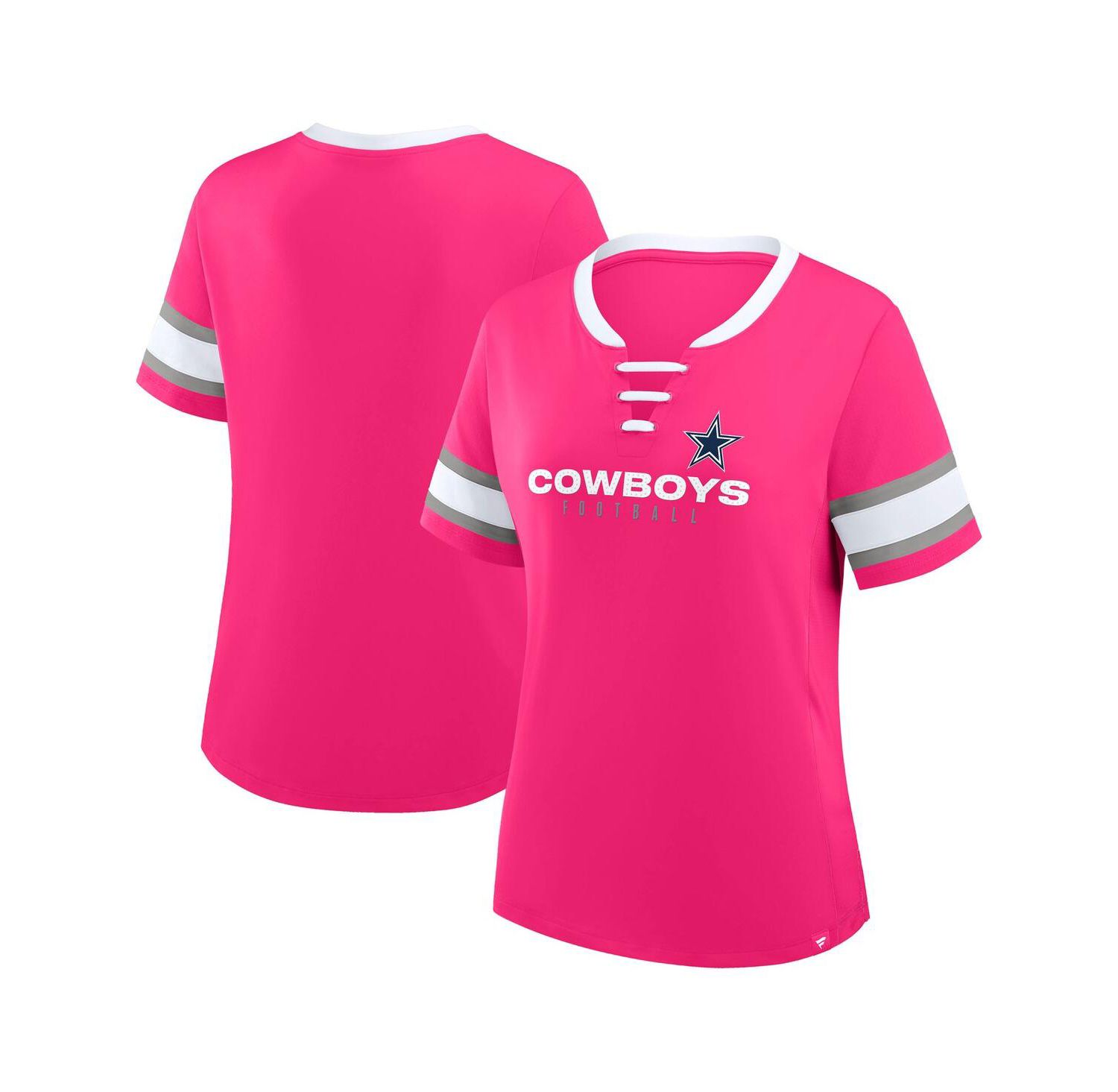 Women's Pink Dallas Cowboys Redzone Draw Play Athena Lace-Up T-Shirt
