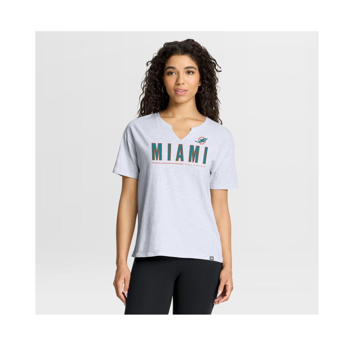 Women's White Miami Dolphins Redzone Slub Boxy T-Shirt