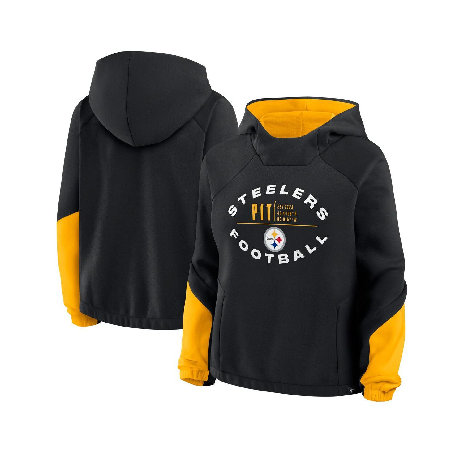 Women's Black Pittsburgh Steelers Oversized Redzone Bubble Screen Pullover Hoodie
