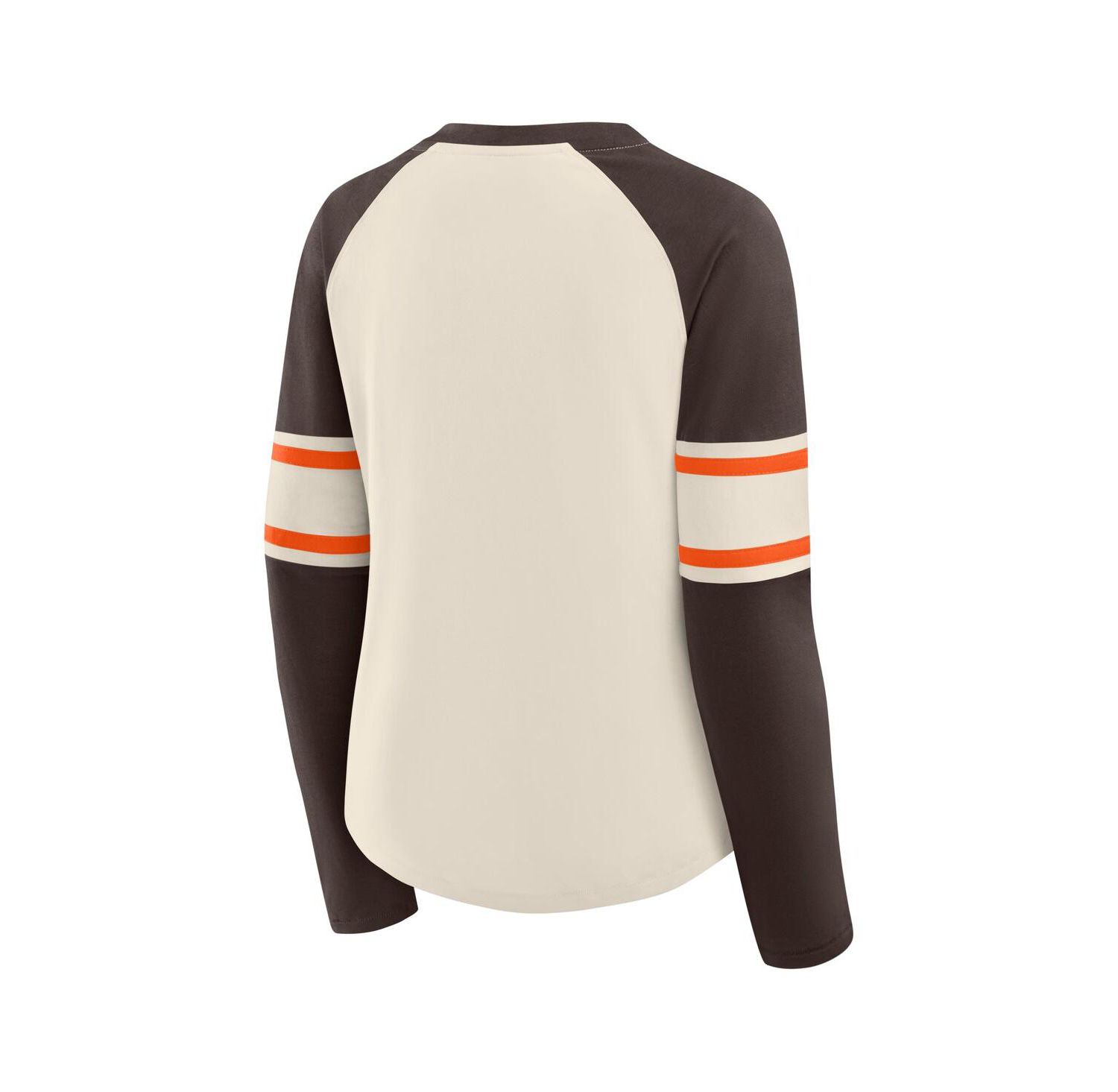 Women's Cream/Brown Cleveland Browns Hometown Gridiron Hero Raglan Lace-Up V-Neck Long Sleeve T-Shirt