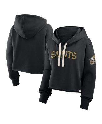 Women's Black New Orleans Saints Oversized Hometown Heritage Cropped Hoodie