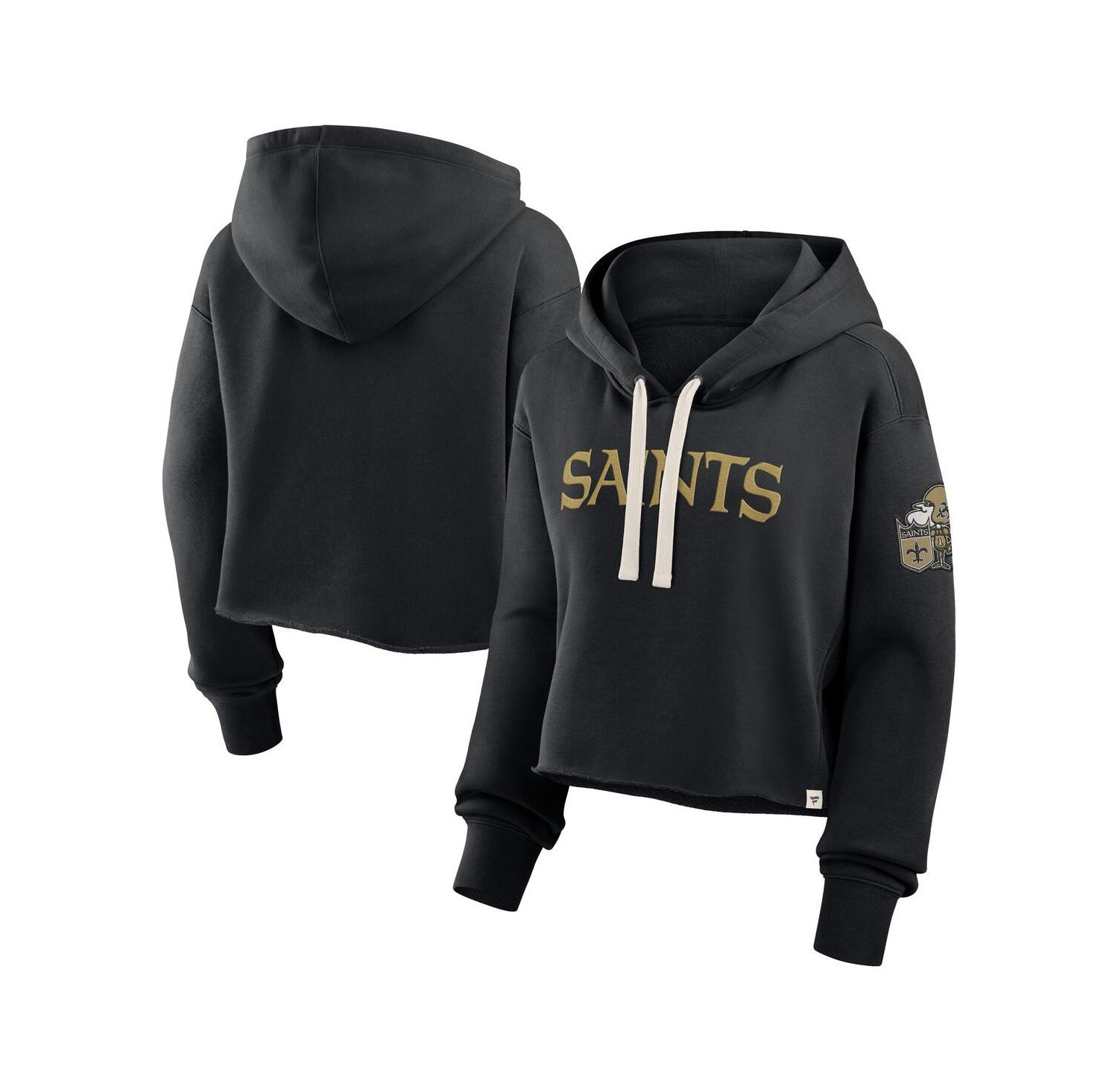 Women's Black New Orleans Saints Oversized Hometown Heritage Cropped Hoodie