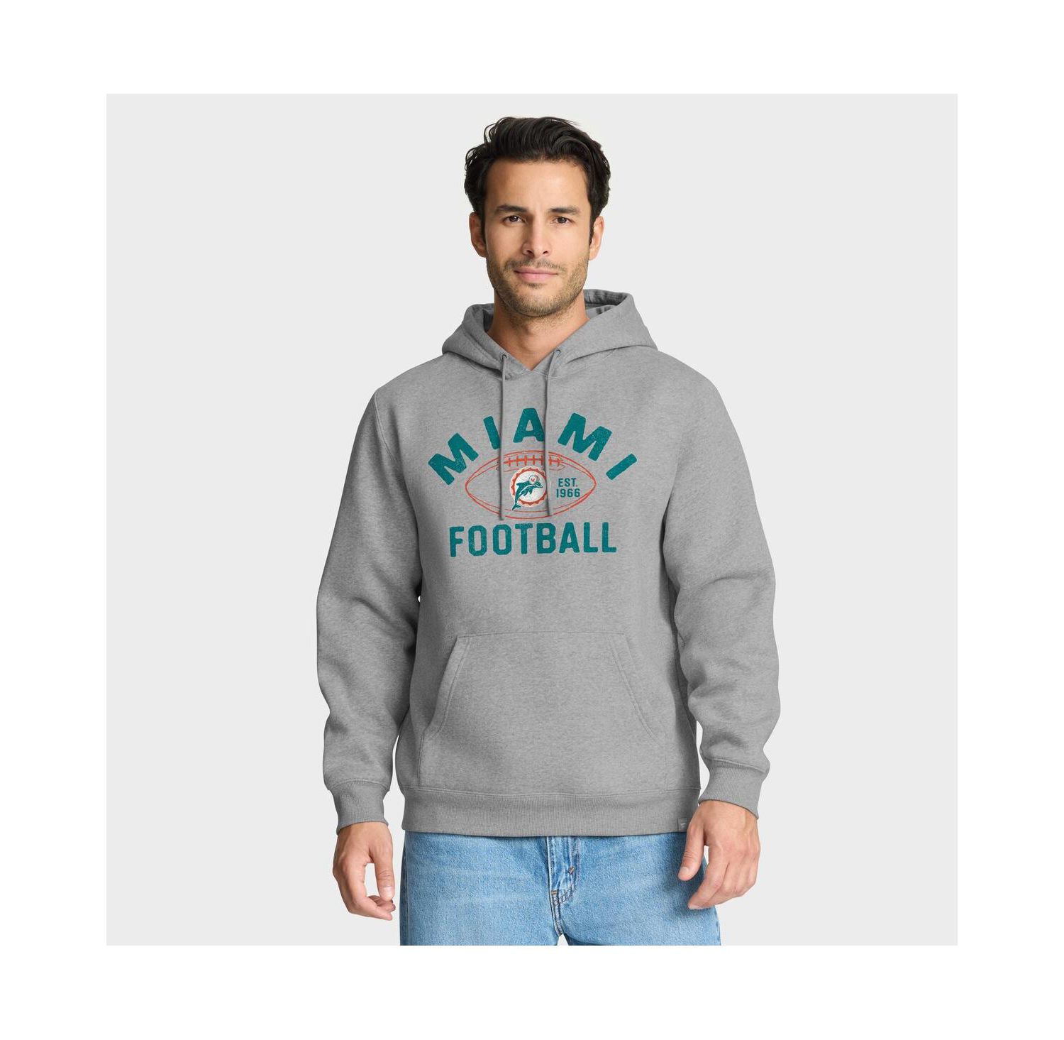 Men's Heather Gray Miami Dolphins Fumblerooski Legacy Pullover Hoodie