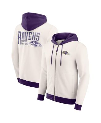 Fanatics - Men's Cream Baltimore Ravens Distressed Graphics Full-Zip Hoodie
