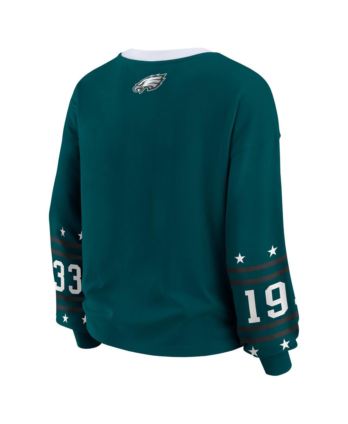 Wear by Erin Andrews Women's Midnight Green Philadelphia Eagles Plus Sport Long-Sleeve T-Shirt