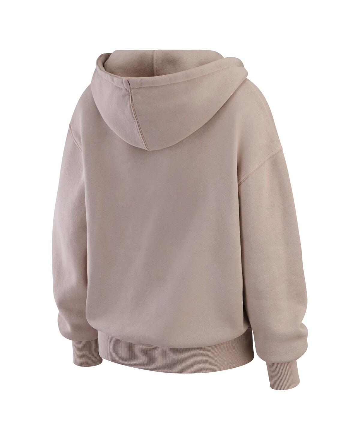Wear By Erin Andrews Women's Tan Green Bay Packers Washed Pullover Crewdie Hoodie In Brown