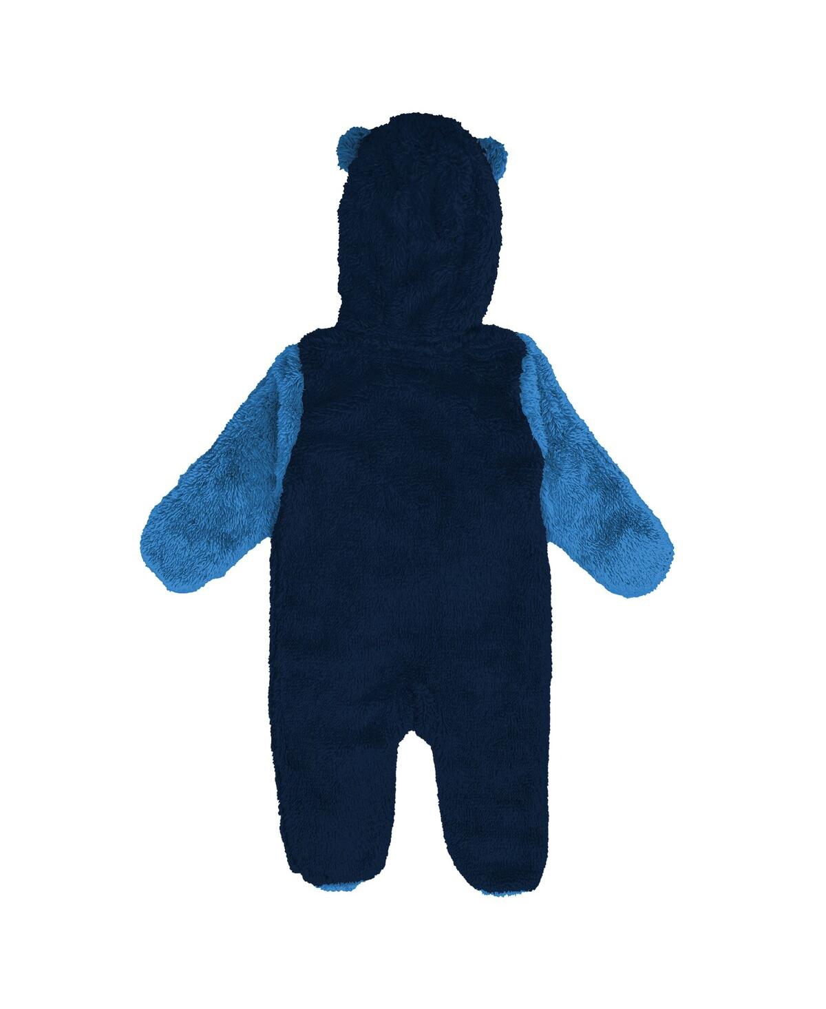 Outerstuff Baby Boys And Girls Newborn Navy Minnesota Timberwolves Stay Napping Fleece Bunting Full-zip Sleeper In Blue
