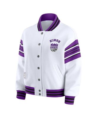 Women's White Sacramento Kings Snap Front Fleece Sweatshirt