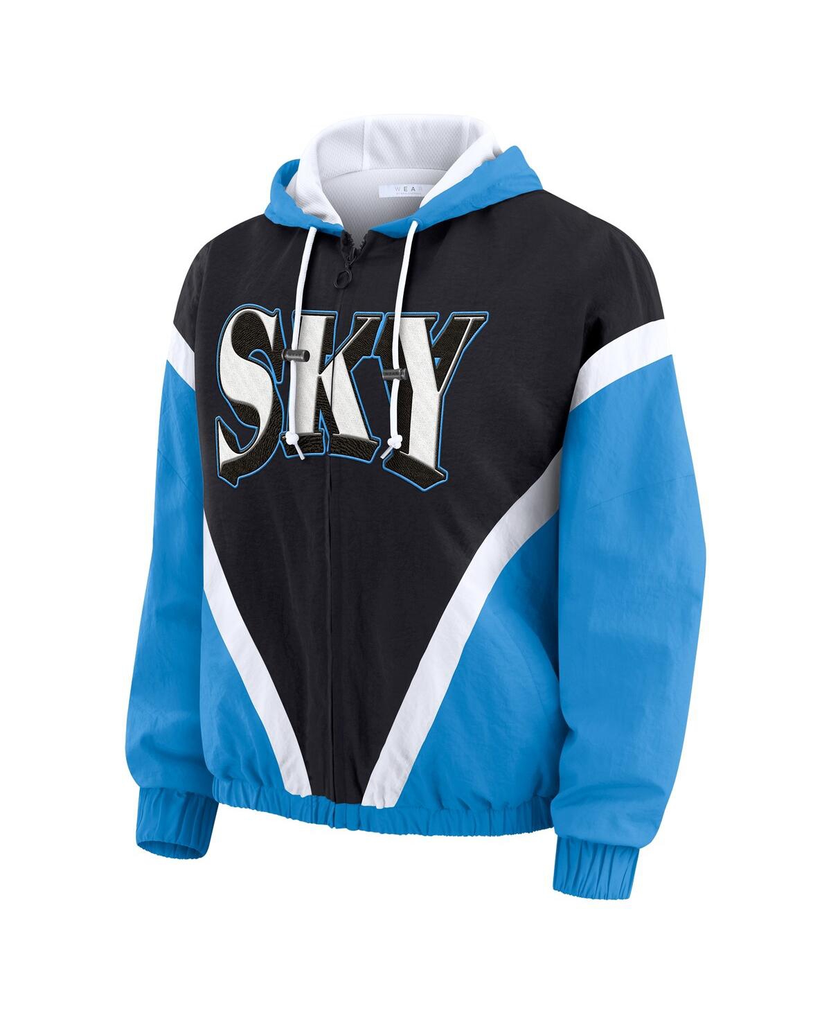 Wear By Erin Andrews Women's Blue/black Chicago Sky Color Block Full-zip Hoodie Windbreaker Jacket In Blue