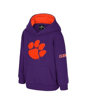 Toddler Purple Clemson Tigers Big Logo Volume Fleece Pullover Hoodie