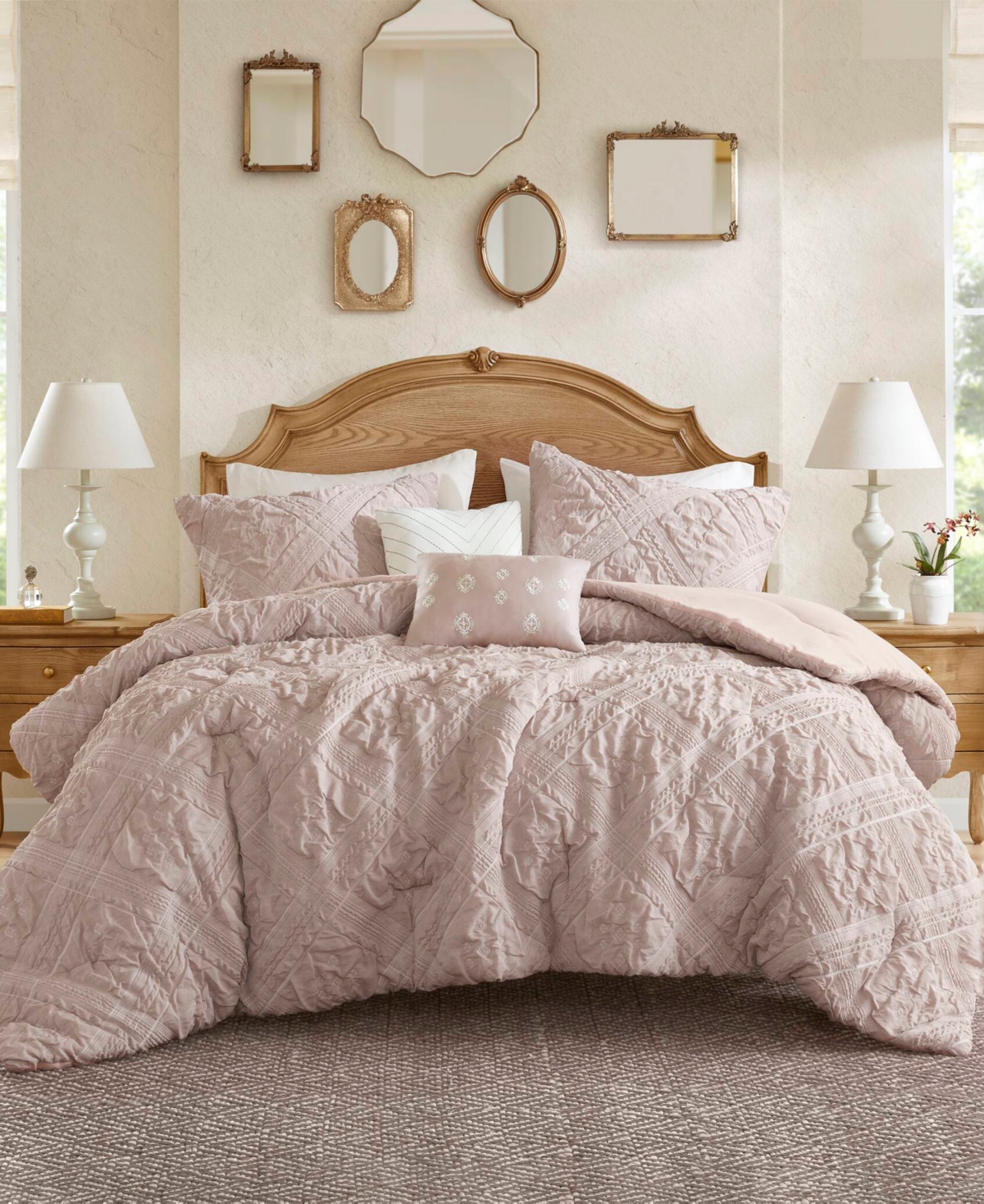 Madison Park Mona Sculpted Jacquard 5-pc. Comforter Set, Full/queen In Pink