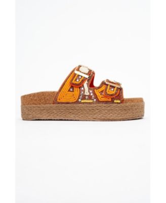 Bobby Beaded Straw Platform Slide Sandal (Women)