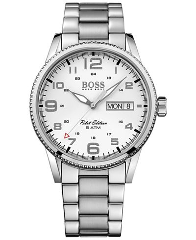 BOSS Hugo Boss Men's Pilot Stainless Steel Bracelet Watch 44mm 1513328