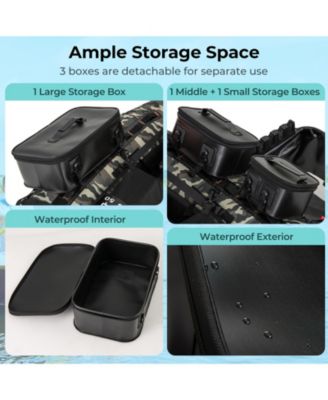 Portable Inflatable Fishing Boat with 3 Detachable Storage Boxes for Outdoor Use