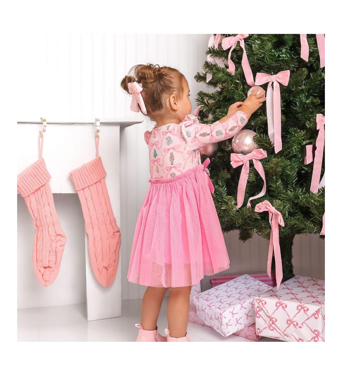 Sweet Wink Toddler Girls Nutcracker Trellis Christmas Long Sleeve Tutu Dress