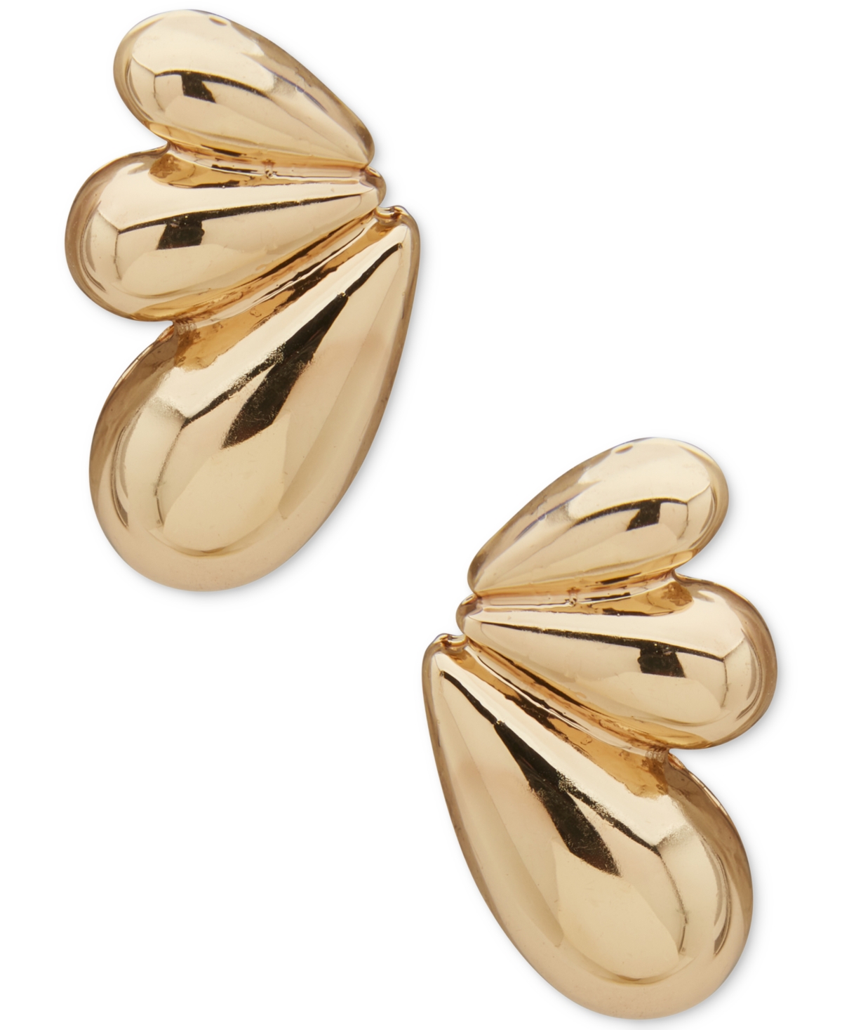 Anne Klein Gold-tone Puffy Fan Button Earrings In Multi