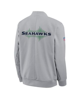 Men's Wolf Gray Seattle Seahawks 2025 Rivalries Collection Sideline Full-Zip Bomber Jacket
