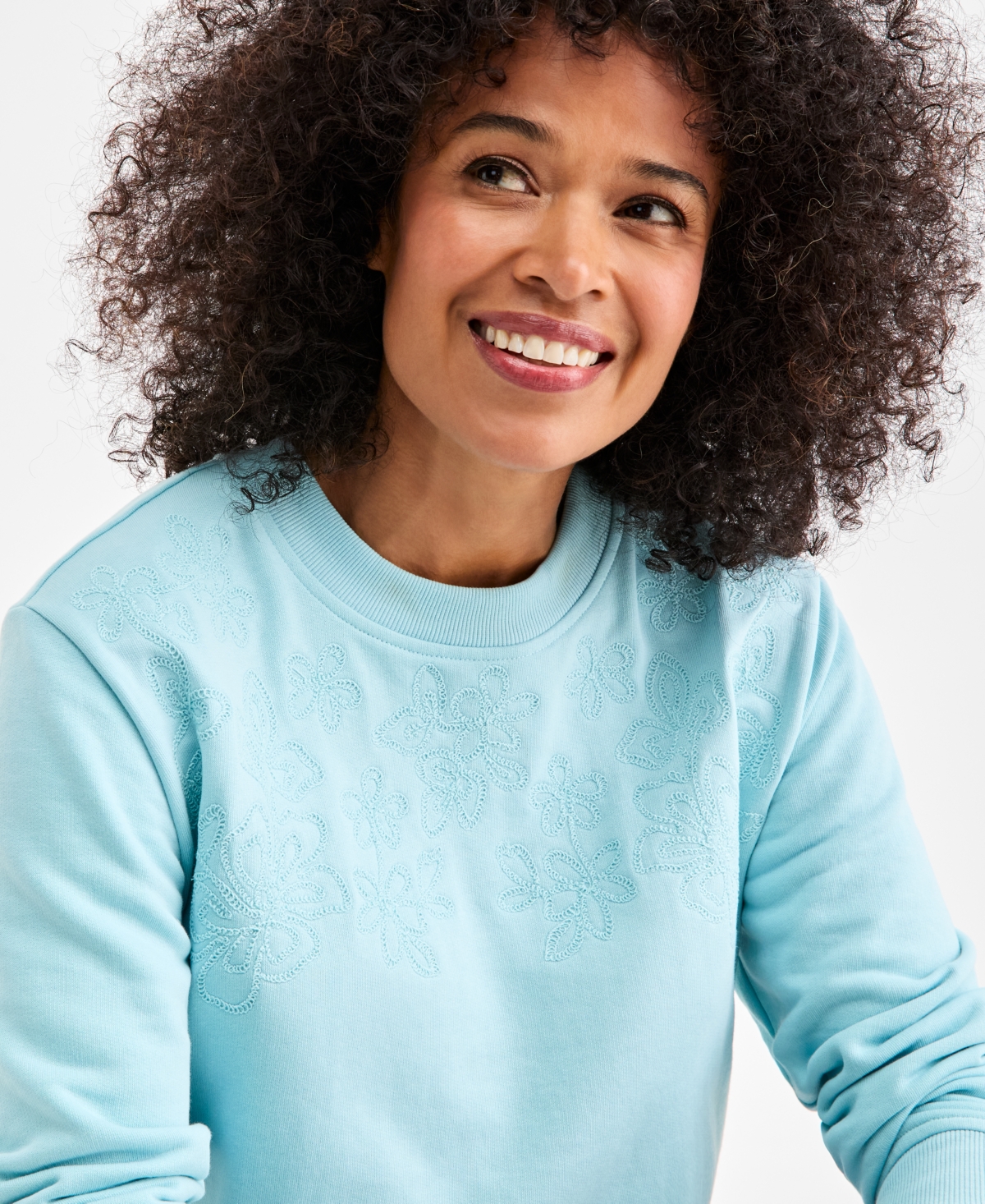 Style & Co Petite Mirror Embellished Crewneck Sweatshirt, Macy's Exclusive In Blue