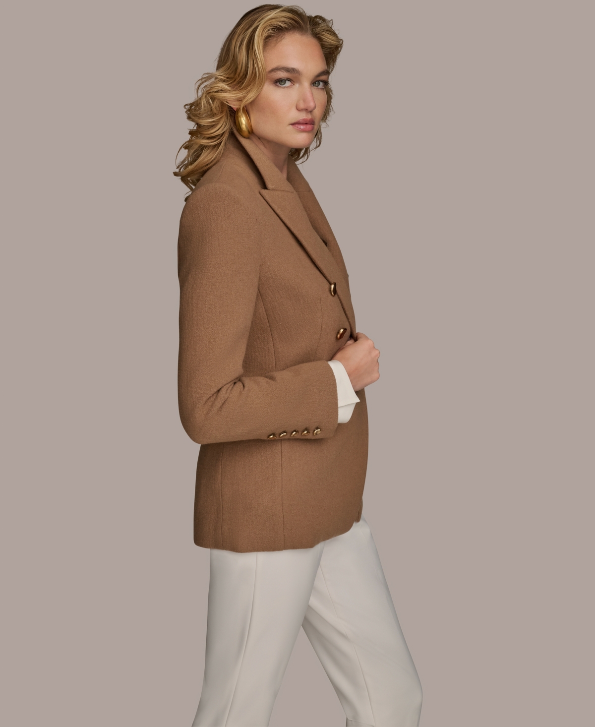 Donna Karan Women's Double Breasted Buttoned Blazer In Brown