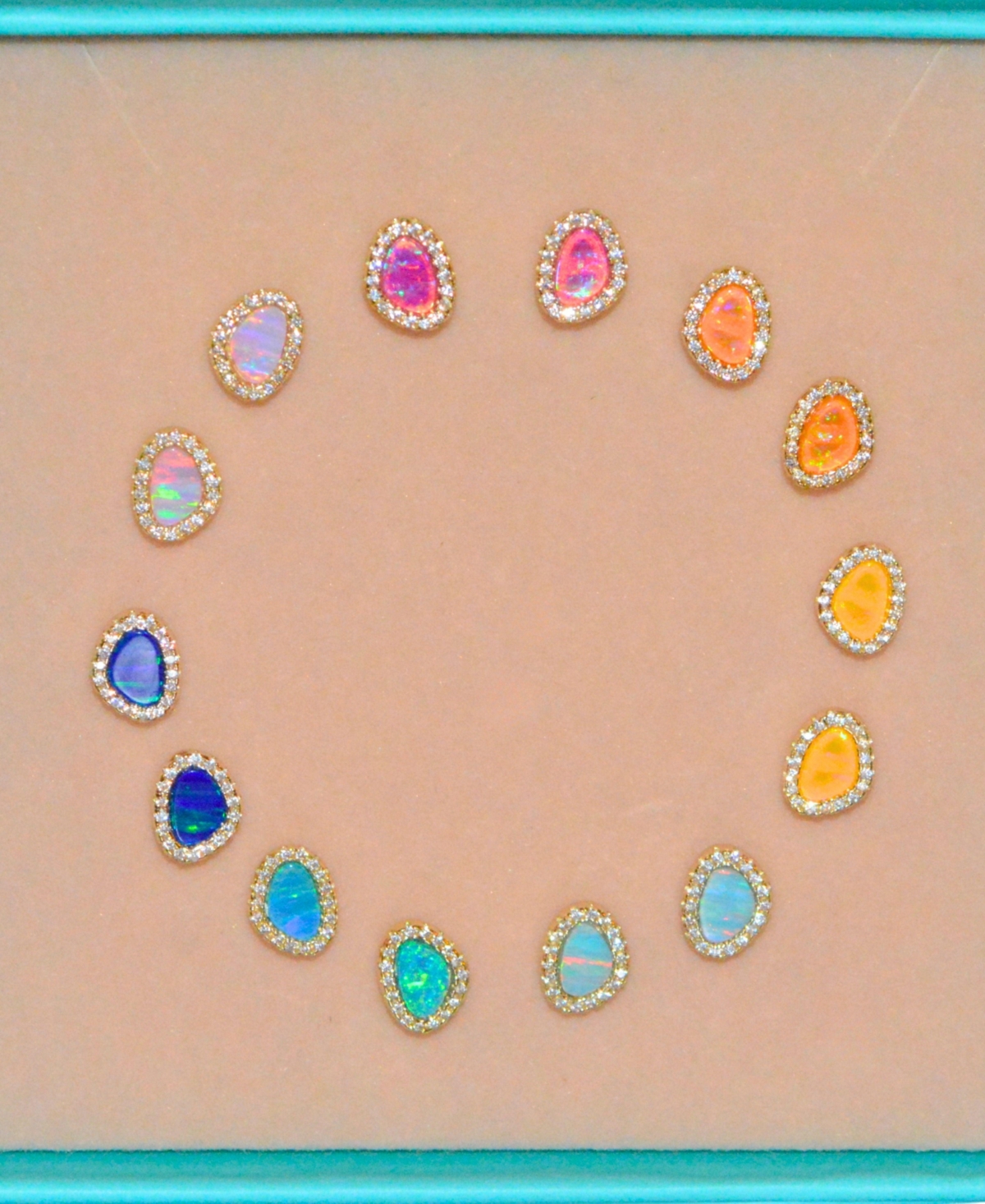 Kamaria Pebble Stud Earrings With Lab-grown Opal In 14k Gold Plated Sterling Silver