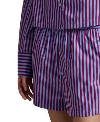 Women's 2-Piece Cropped Shirt and Boxer Shorts Pajama Set