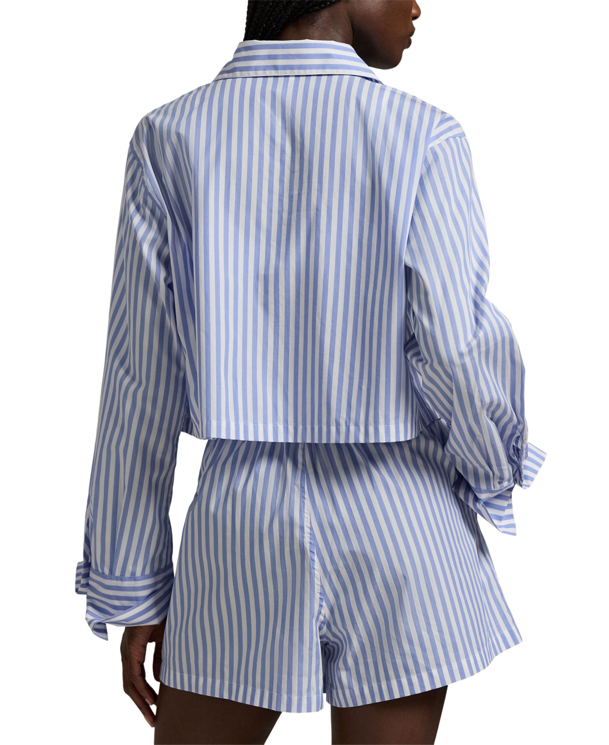 Polo Ralph Lauren Womens White Cloud X Hydrangea Stripe Long-sleeve Cotton Pyjama Set Xl In Blue