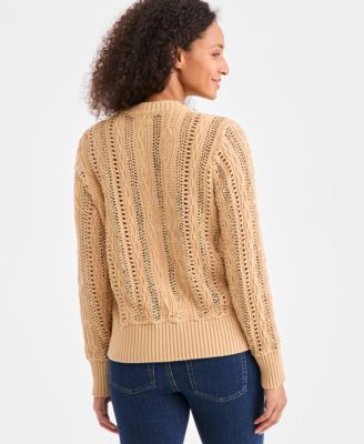 Women's Textured Shine Crewneck Sweater, Macy's Exclusive