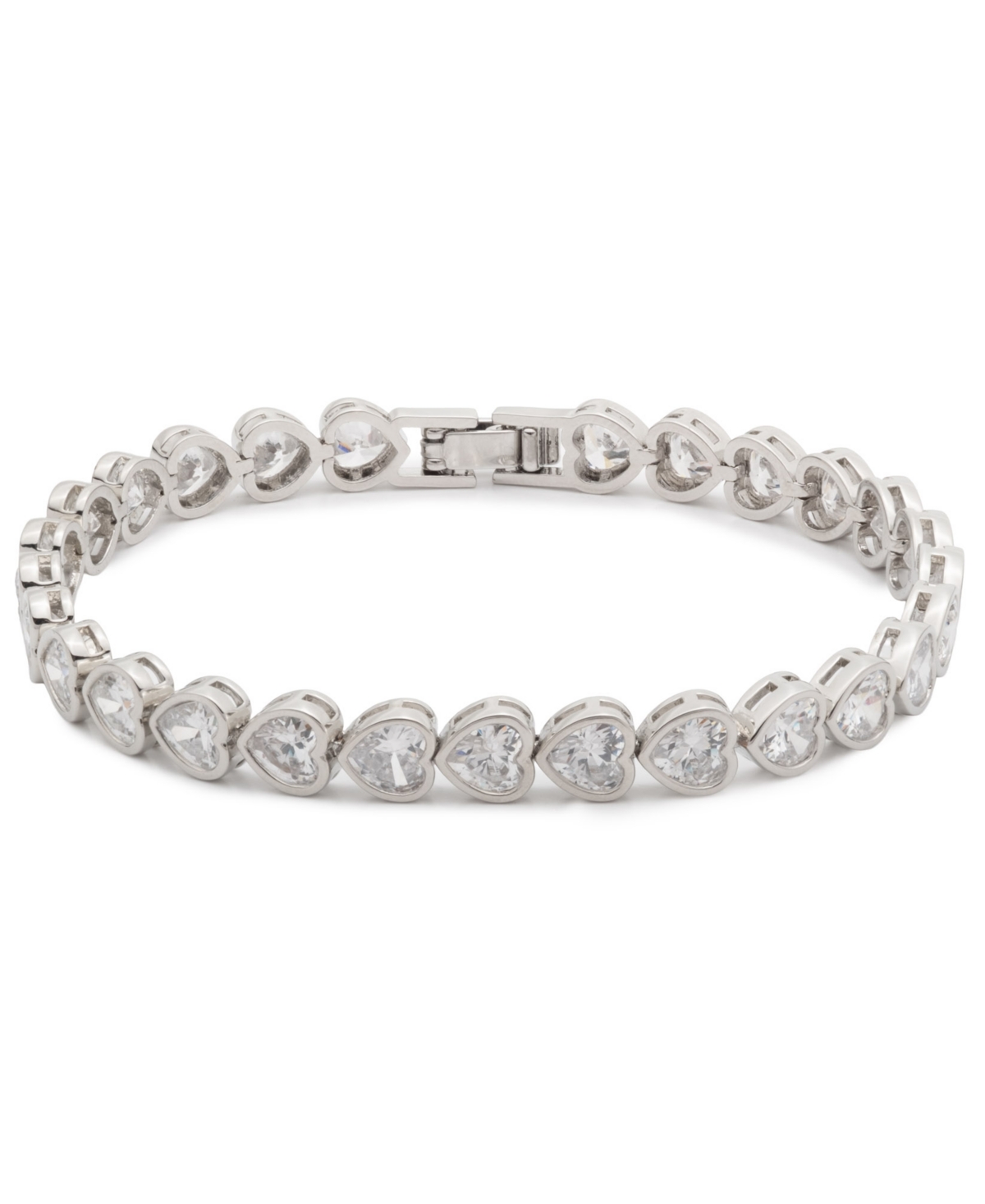 Givenchy Cubic Zirconia Crystal Stone Gold-tone Heart Flex Bracelet In Silver