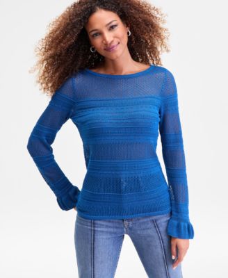 Women's Ruffled Pointelle Sweater, Macy's Exclusive
