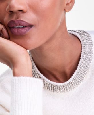 Women's Rhinestone Collar Sweater, Macy's Exclusive