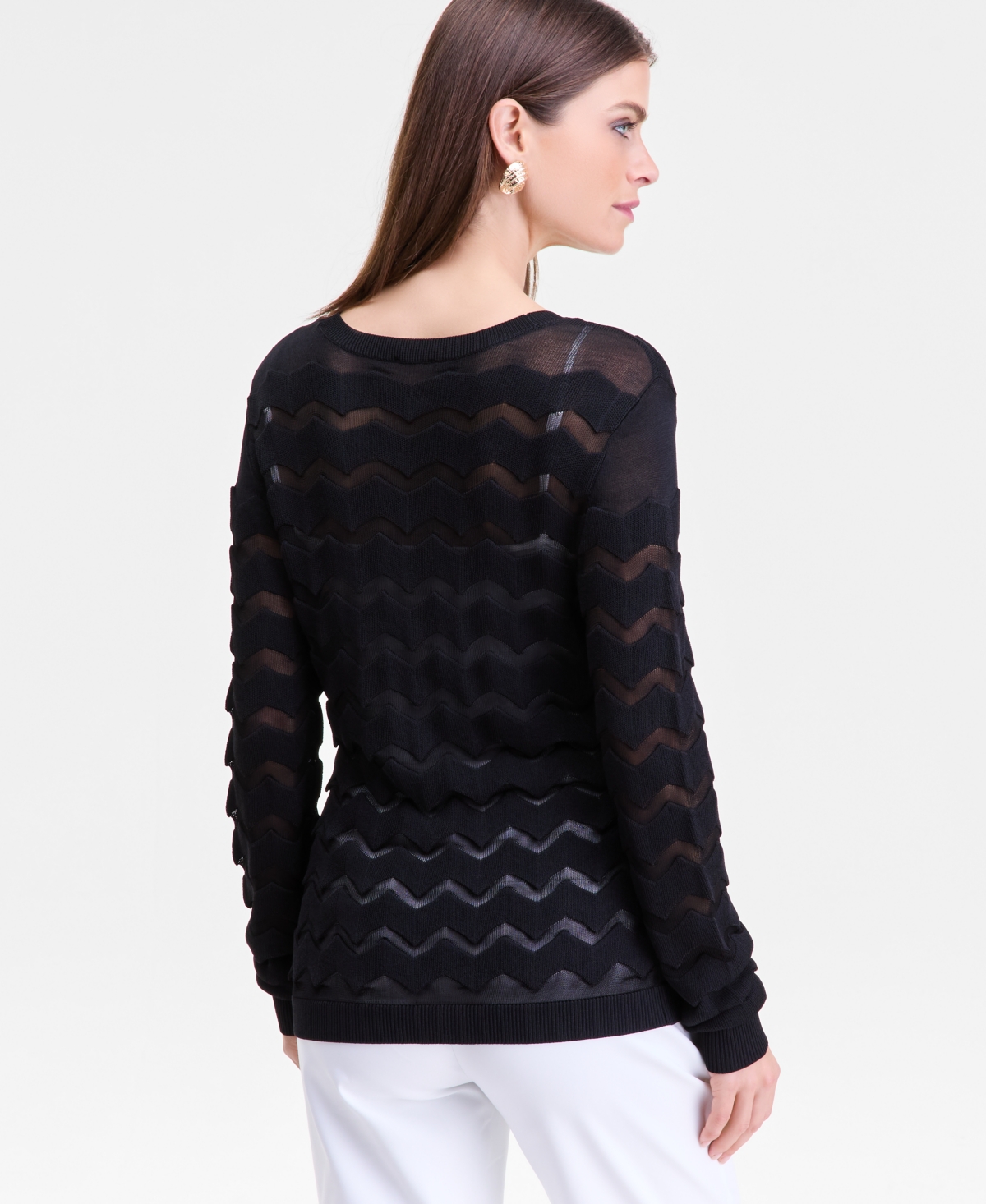 Inc International Concepts Women's Chevron Stitch Cardigan, Macy's Exclusive In Black