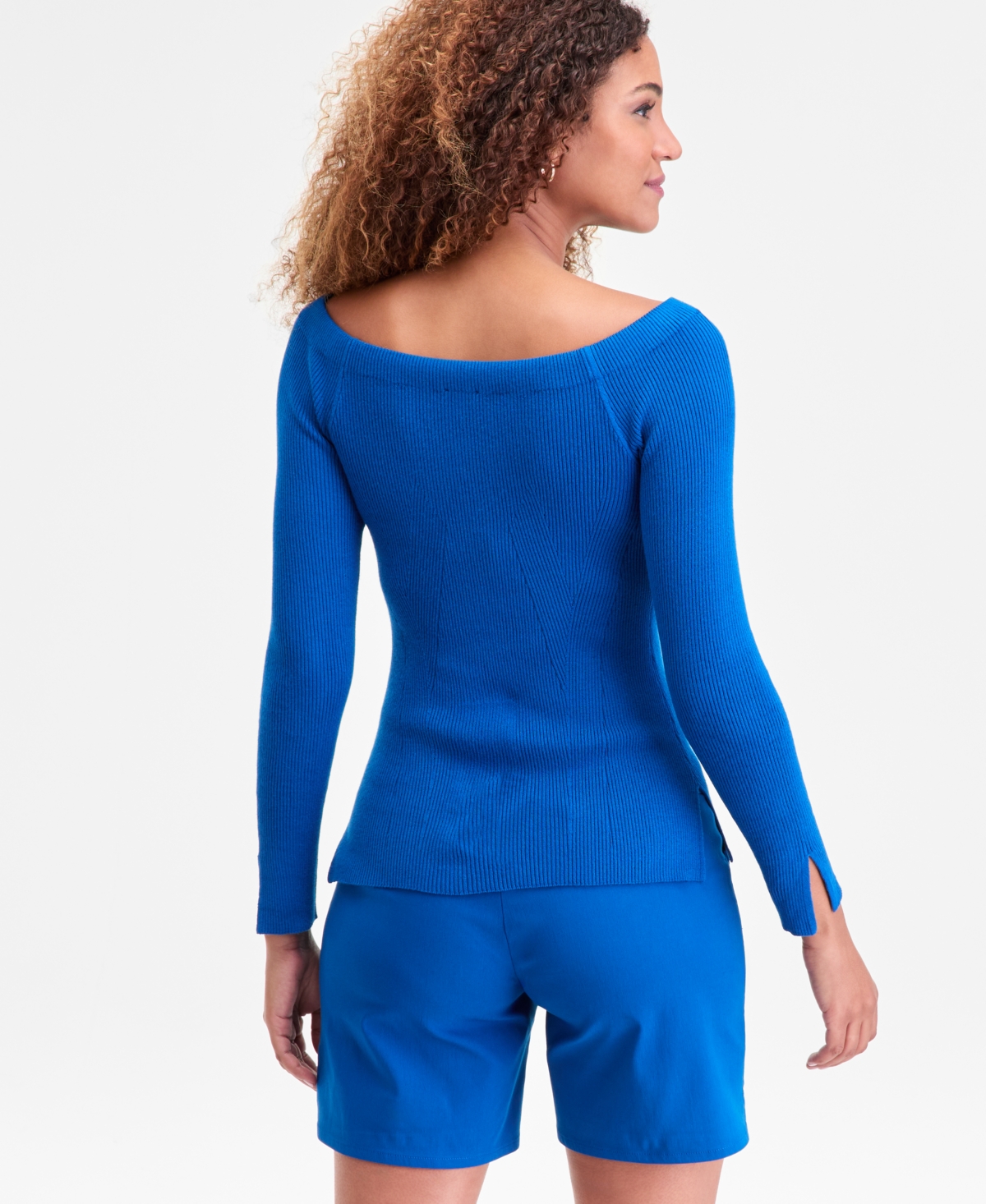 Inc International Concepts Women's Wide-neck Sweater, Macy's Exclusive In Blue