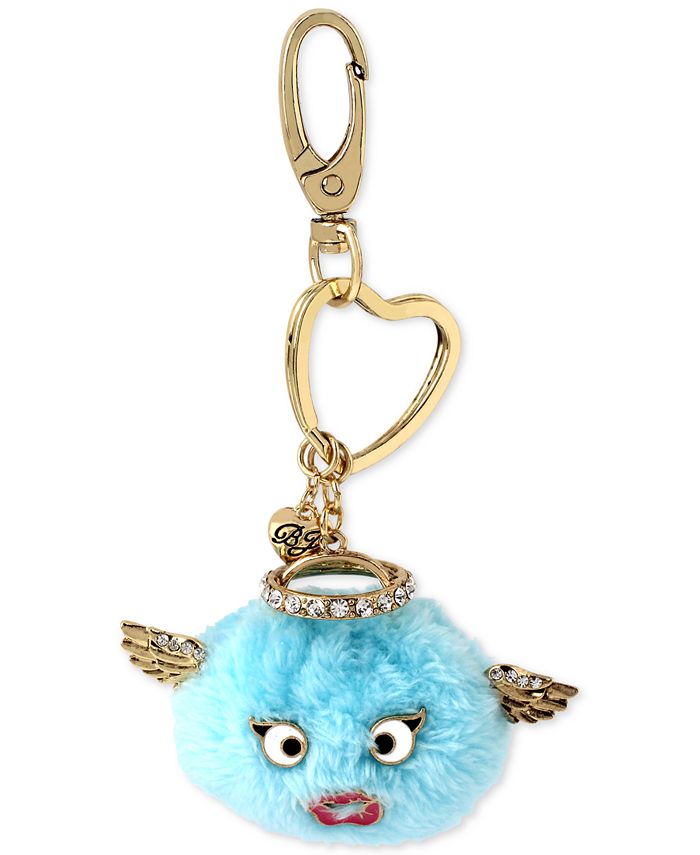 Betsey Johnson Gold Tone Blue Angel Furry Keychain Macy s