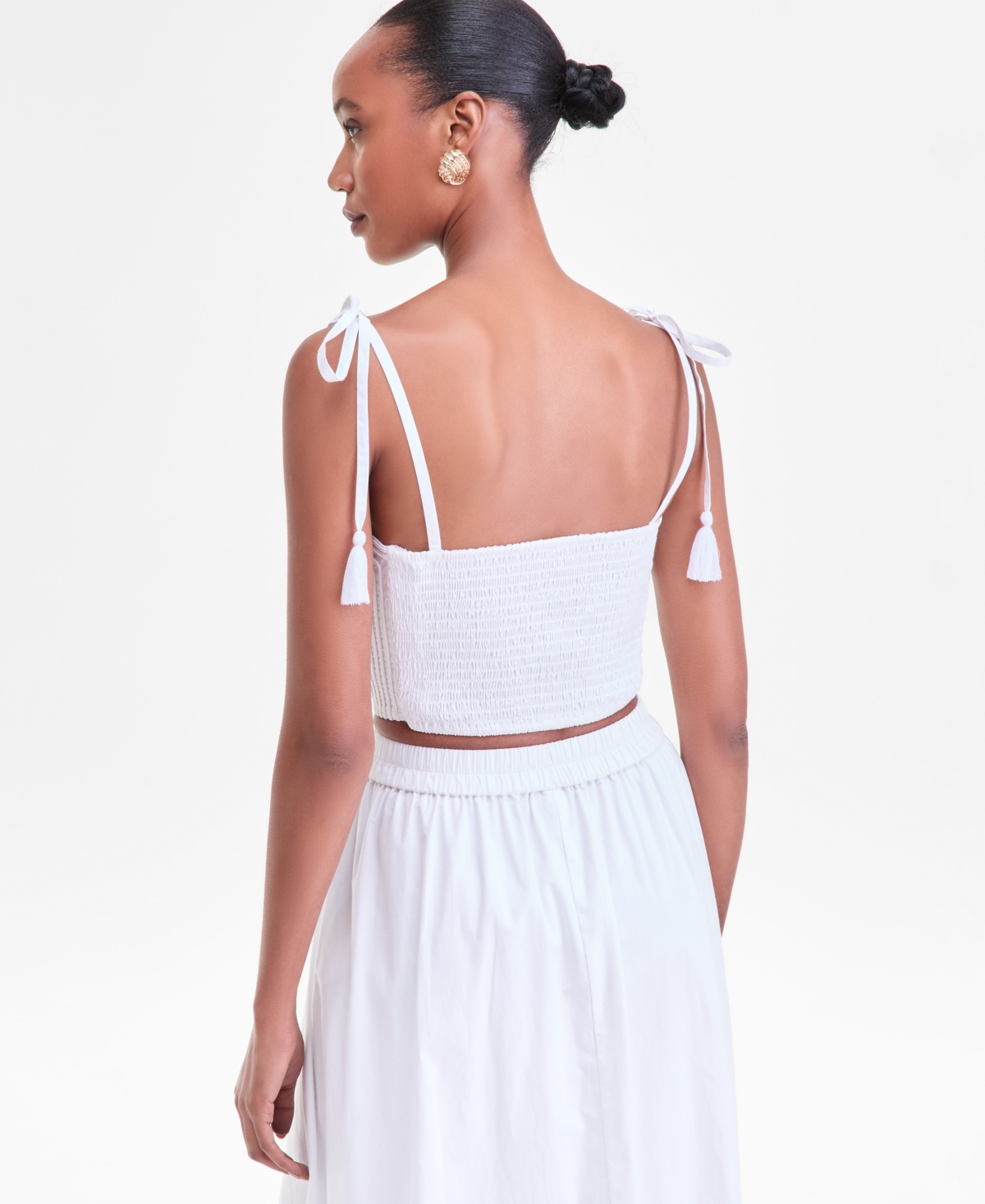 Inc International Concepts Women's Soutache Tassel-strap Crop Top, Macy's Exclusive In White