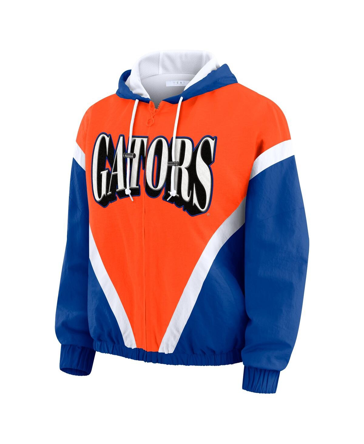 Wear By Erin Andrews Women's Orange/royal Florida Gators Color Block Full-zip Hoodie Windbreaker Jacket In Multi