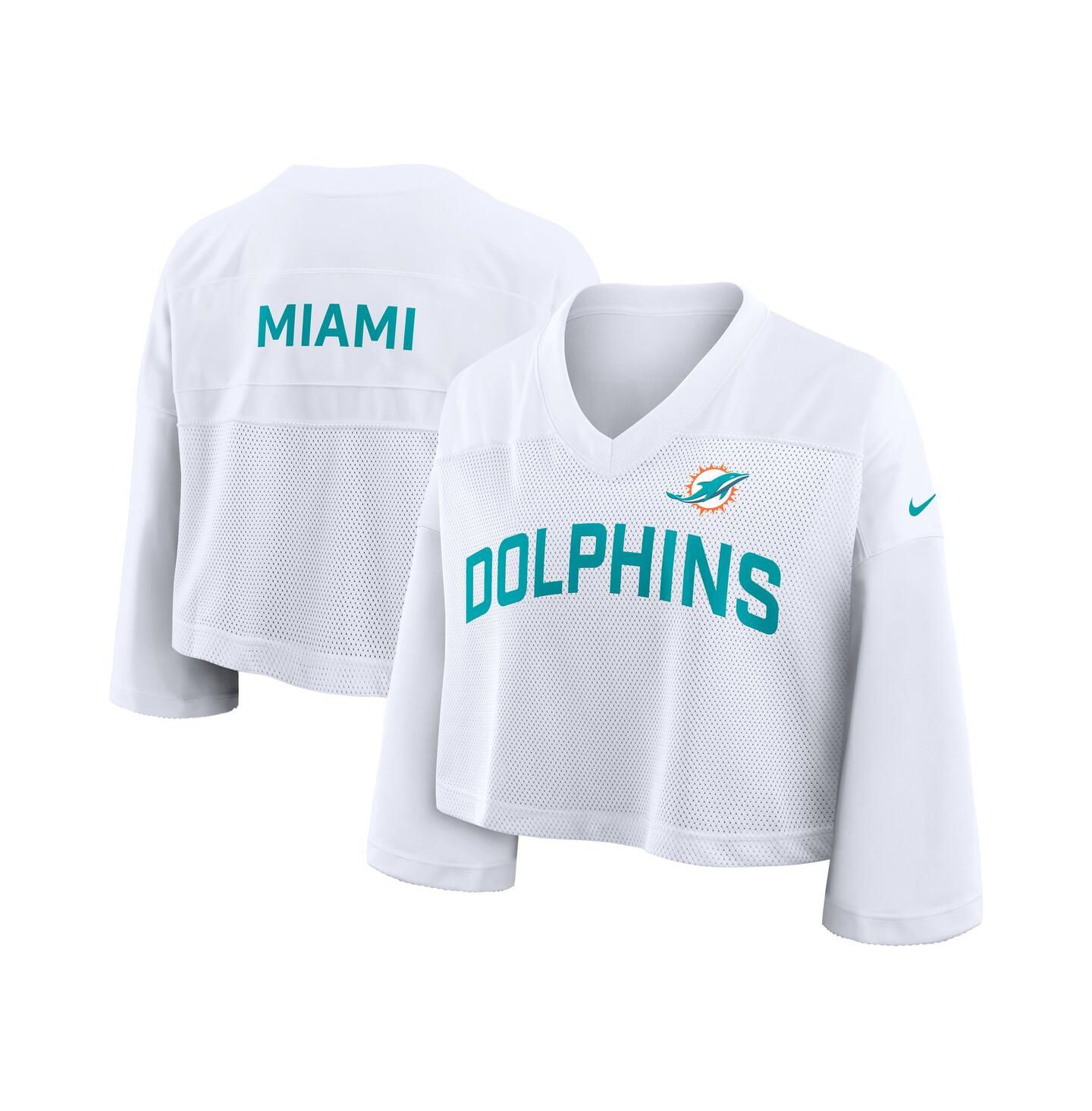 Женское джерси Nike Women's White Miami Dolphins Primetime Cropped Mesh Dri-FIT Fashion Jersey — фото 1